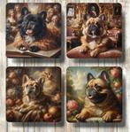Fluffy Franse Bulldog Barok onderzetters met houder, Verzenden, Nieuw, Glas of Kopje