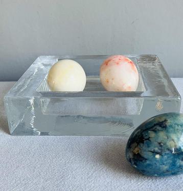 Vide poche vintage massief ijsglas glas seventies brutalist beschikbaar voor biedingen