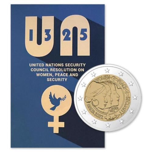 2 euro Malta 2022 - VN Vrouwenresolutie (BU CoinCard), Postzegels en Munten, Munten | Europa | Euromunten, Setje, 2 euro, Malta