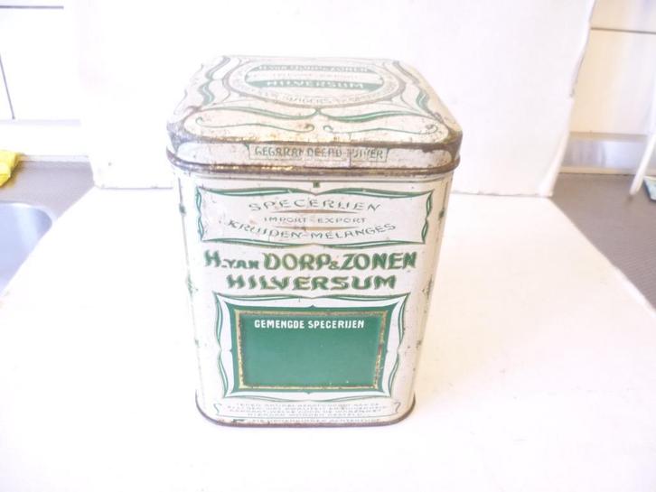 Blik H van Dorp & Zonen Hilversum Import -Export specerijen, Verzamelen, Blikken, Gebruikt, Overige, Overige merken, Ophalen of Verzenden