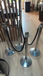Entree / afzetpaaltjes 4 stuks zilver met luxe zwart koord, Ophalen, Zo goed als nieuw, 60 tot 90 cm