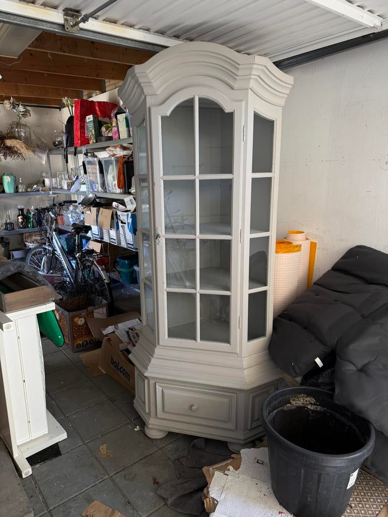 hoekkast met glas en lade, Huis en Inrichting, Kasten | Vitrinekasten, Ophalen, Gebruikt, 50 tot 100 cm, Met lade(s)