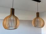 Twee houten hanglampen, Ophalen, Zo goed als nieuw, Hout, Minder dan 50 cm