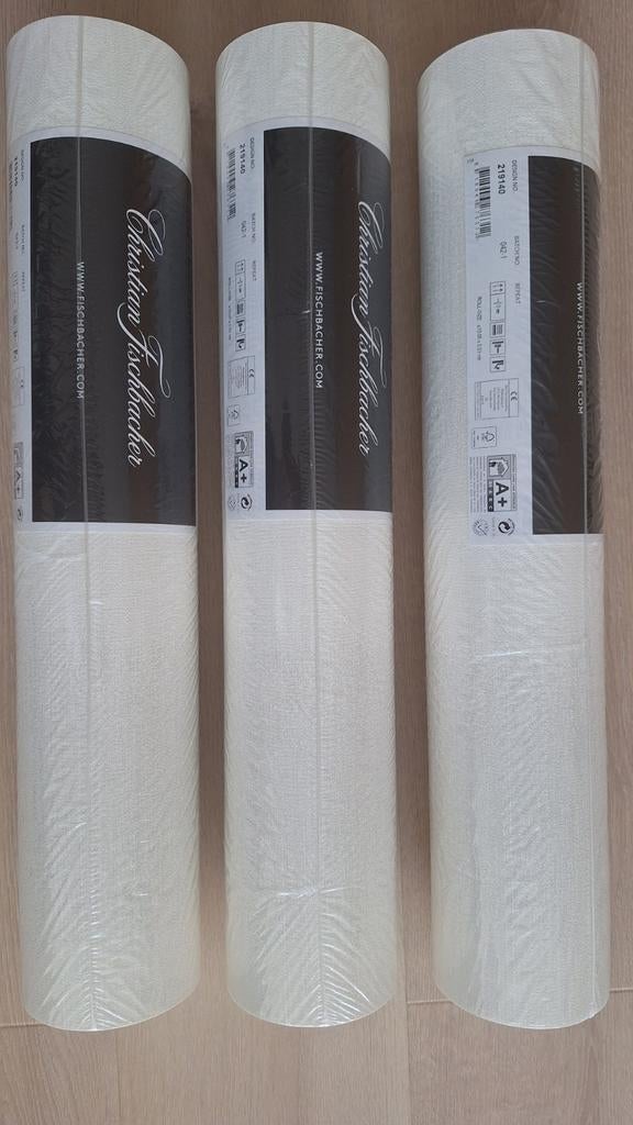Christian Fischbacher behang 3 rollen -Creme/ taupe, Ophalen of Verzenden, 10 tot 25 m², Beige, Tijdloos