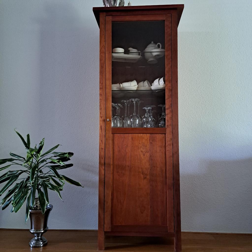 vitrinekast kersenhout, Huis en Inrichting, Ophalen, 50 tot 100 cm, Kersenhout, 150 tot 200 cm