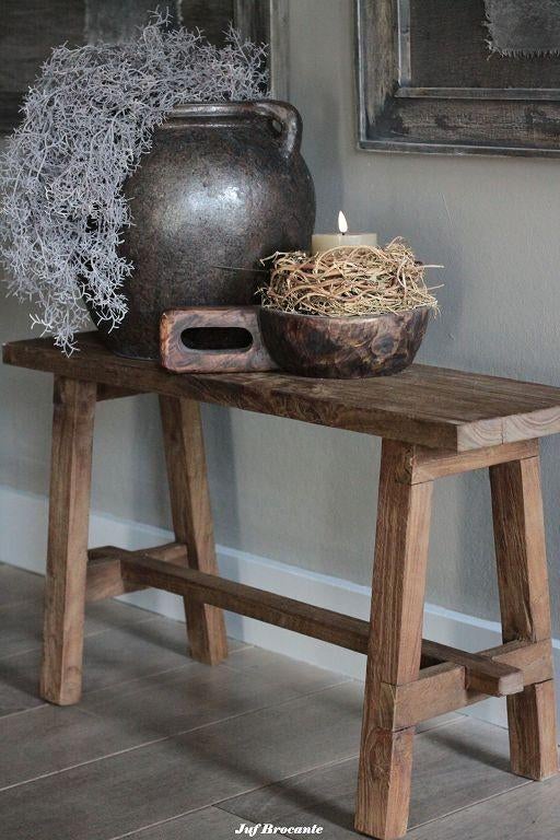 Sober, houten bankje, Huis en Inrichting, Woonaccessoires | Overige, Ophalen, Www.jufbrocante.nl, Www.jufbrocante.nl, Nieuw