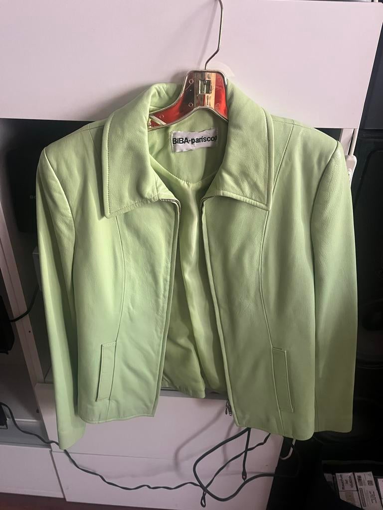 BIBA-pariscope leren jasje,maat 36(S)echt leer, Ophalen of Verzenden, Gedragen, Maat 38/40 (M), Groen
