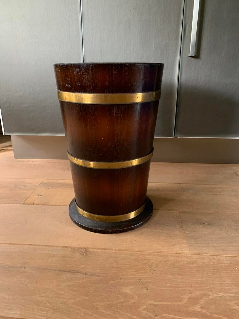 Vintage paraplubak. Hout met koper beslag., Ophalen, Gebruikt, Hout