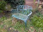 Schattig groen metalen tuinbankje, Tuin en Terras, Tuinbanken, Ophalen, Gebruikt, Metaal
