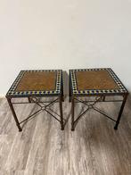 Gietijzeren mozaïek tafels – set, Huis en Inrichting, Tafels | Bijzettafels, Ophalen, Zo goed als nieuw, Rechthoekig, 45 tot 60 cm