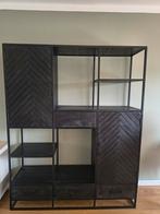 Zwarte Mangohouten Kast 200x160cm met Visgraatpatroon, Huis en Inrichting, Kasten | Overige, Ophalen, Zo goed als nieuw