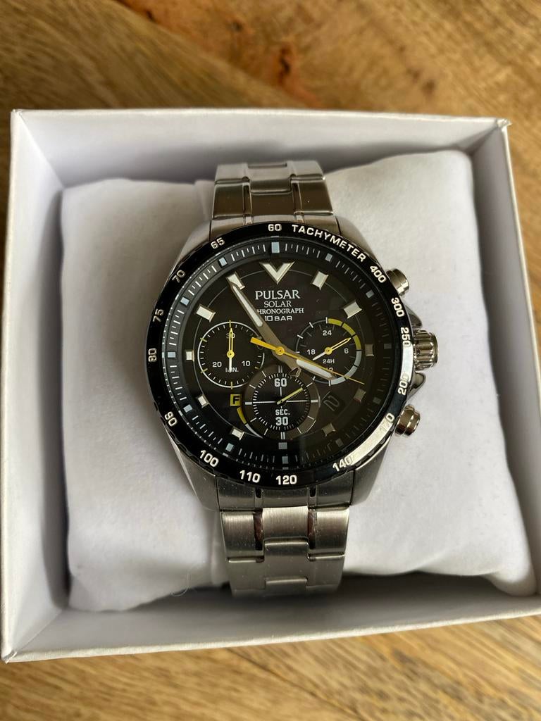 Pulsar Solar Rally Heren Horloge - Roestvrij Staal, Staal, Staal, Polshorloge, Zo goed als nieuw