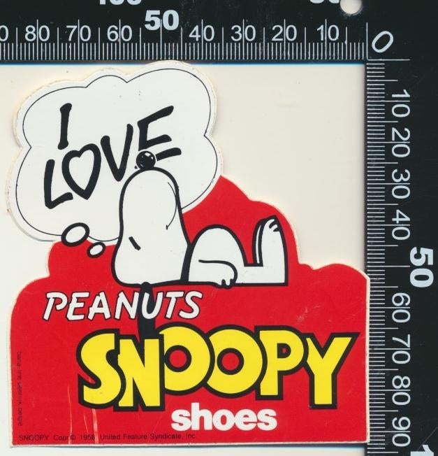 Sticker: Peanuts Snoopy Shoes - I love, Ophalen of Verzenden, Zo goed als nieuw, Bedrijf of Vereniging