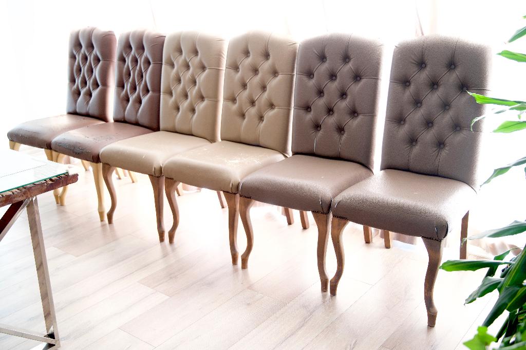 6x Goossens eetkamerstoelen, Huis en Inrichting, Stoelen, Ophalen, Gebruikt, Bruin, Leer