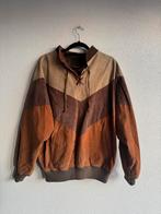 Vintage retro bruine beige patchwork leren bomber jack, Vintage, Maat 52/54 (L), Bruin, Vintage