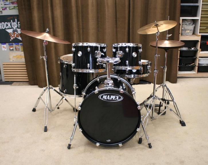 drumstel: mapex voyager zwart 20/10/12/14/14sn bekkenset, Muziek en Instrumenten, Drumstellen en Slagwerk, Gebruikt, Tama, Ophalen