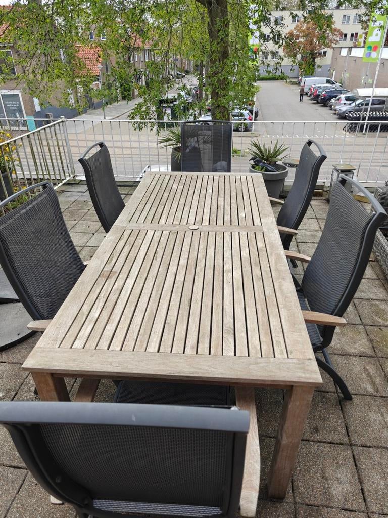 Mooie tuinset: 6 Hartman stoelen + Allure tuintafel 220x100, Ophalen, Gebruikt, Aluminium