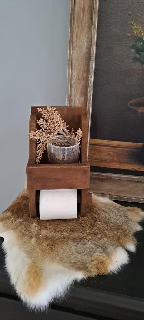 Houten toiletrolhouder met opbergvakje, Huis en Inrichting, Badkamer | Badtextiel en Accessoires, Ophalen of Verzenden, Zo goed als nieuw