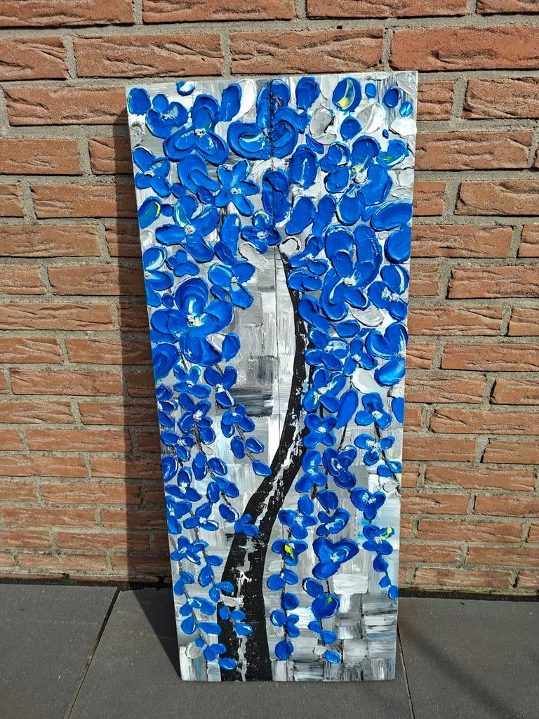 Schilderij acrylverf op steigerhout 40x100, Ophalen