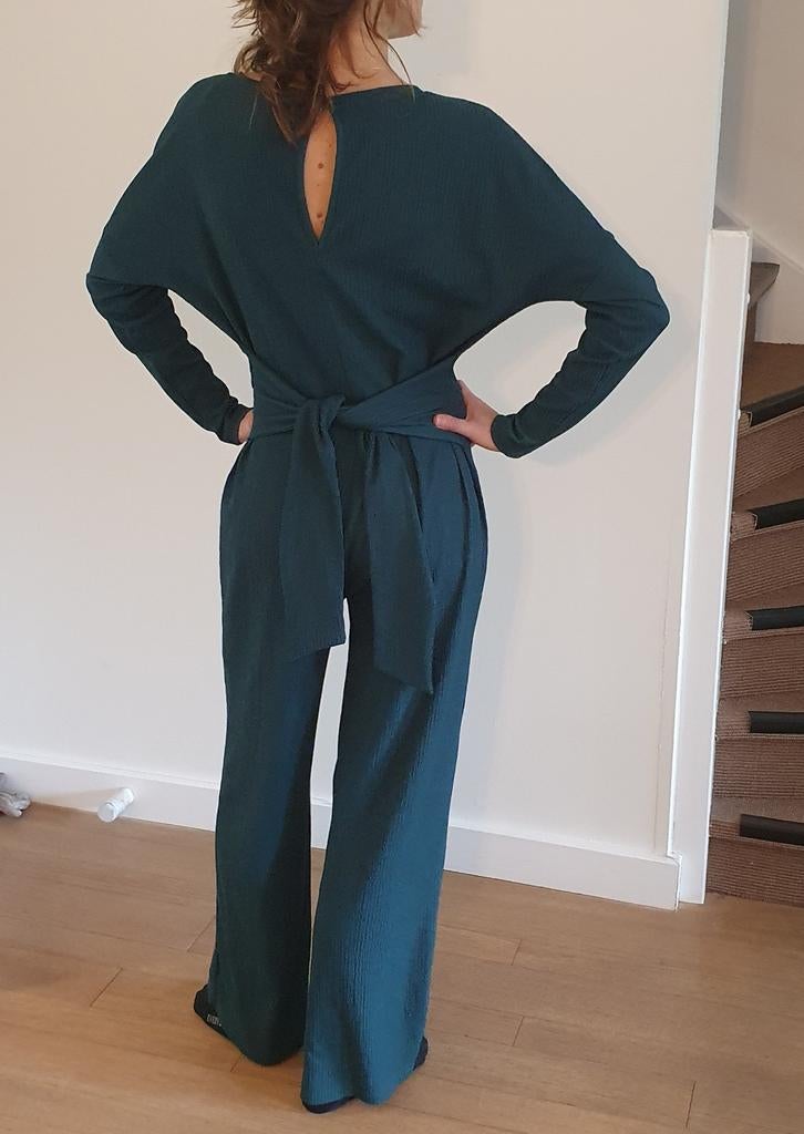 Donkergroene jumpsuit, valt als maat S, Kleding | Dames, Jumpsuits, Ophalen of Verzenden, Gedragen, Maat 36 (S), Groen