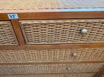 Rotan bed en ladenkast, Ophalen, Gebruikt, Tweepersoons, Hout