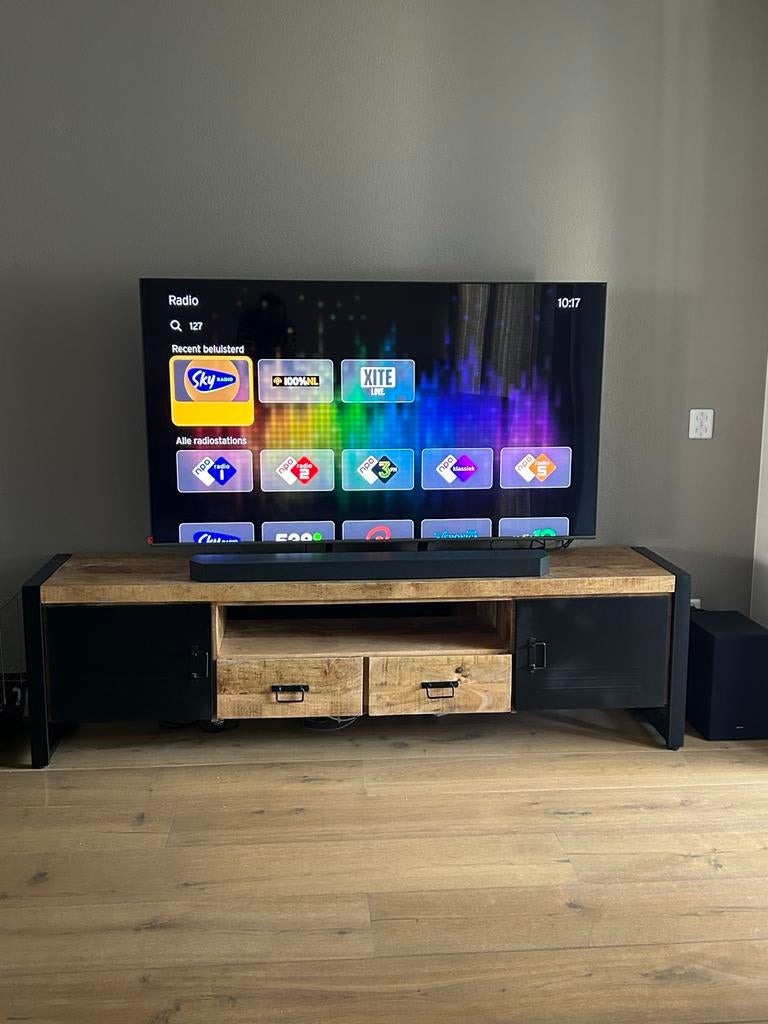 Tv meubel mango hout, Ophalen, Gebruikt, 150 tot 200 cm, Minder dan 100 cm