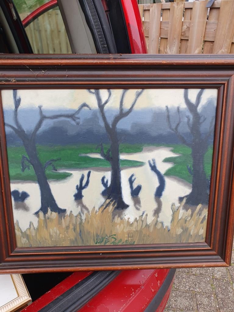 Schilderij Willem Bol - Ondergelopen Dommellandschap, Ophalen of Verzenden