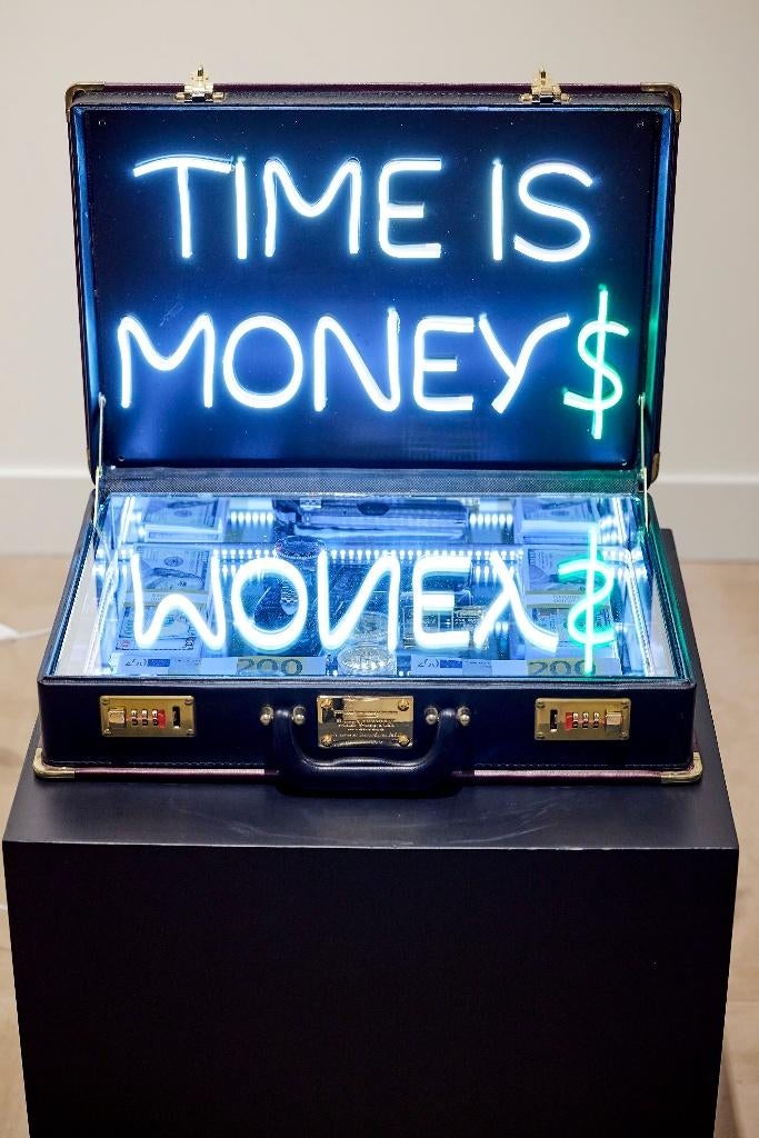 Time is money suitcase getaway koffer top cadeau luxe kunst, Ophalen of Verzenden