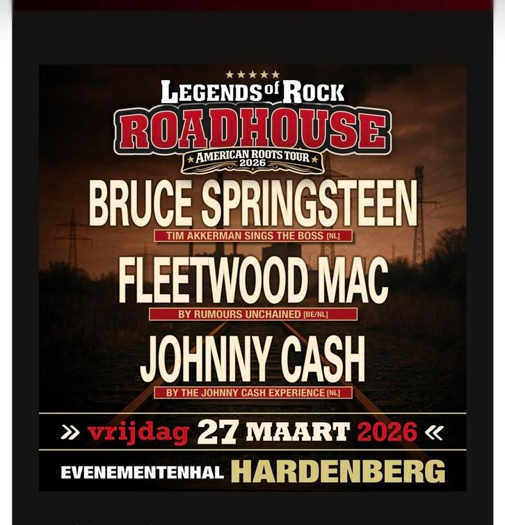 2 kaarten Legends of Rock tribute bands 27 maart, Tickets en Kaartjes, Concerten | Overige, Twee personen, Maart