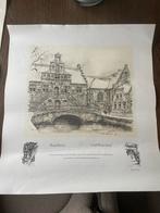 Pentekening Raadhuis Oud-Beijerland door Anton Pieck, Antiek en Kunst, Kunst | Tekeningen en Foto's, Ophalen of Verzenden