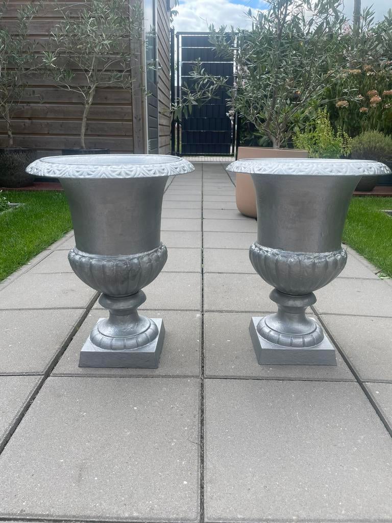 Franse brocante tuinvazen gietijzer, Tuin en Terras, Tuinvazen, Ophalen of Verzenden, Zo goed als nieuw