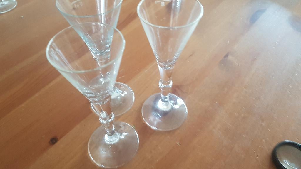 Kristallen sherry glazen, 3 stuk, 10 cm, Antiek en Kunst, Antiek | Glas en Kristal, Ophalen of Verzenden