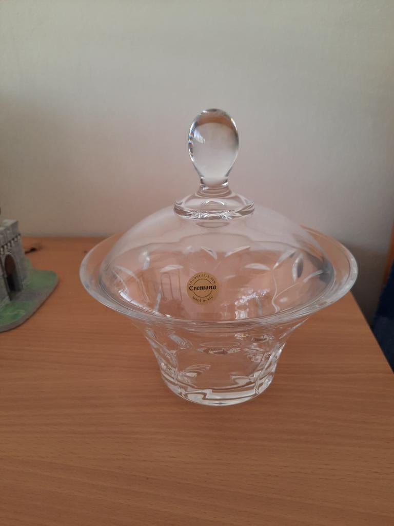 Vintage kristallen bonbonnière, sfeerlicht en kandelaar, Ophalen of Verzenden, Nieuw