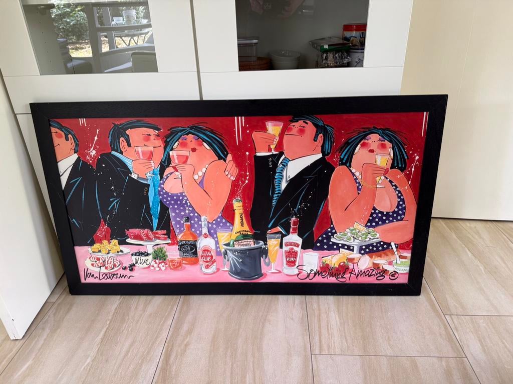 Look a like dikke dames, Huis en Inrichting, Ophalen, Gebruikt, Schilderij, 100 tot 125 cm