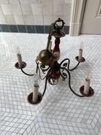 Brocante Vintage kroonluchter messing bloemen, Ophalen, Gebruikt, Overige materialen, Brocante