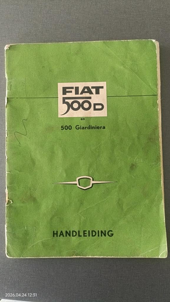 Handleiding Fiat 500D en 500 Giardiniera - 2e druk 1962, Ophalen of Verzenden