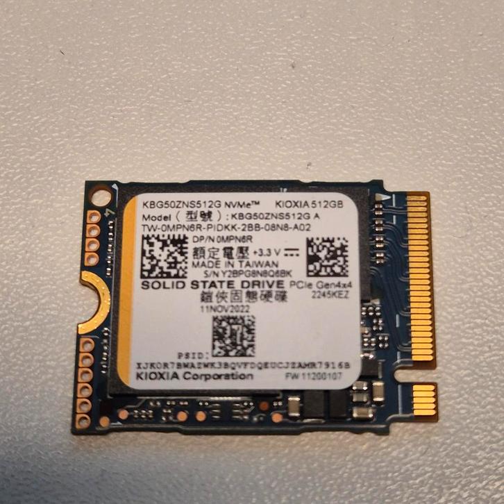 Kioxia KBG5 512GB Nvme SSD 2230, Computers en Software, Harde schijven, Gebruikt, Laptop, Intern, SSD, Overige aansluitingen, Verzenden