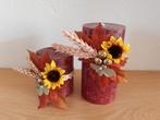 Setje nieuwe stompkaarsen gedecoreerd met droogbloemen, Ophalen of Verzenden, Nieuw
