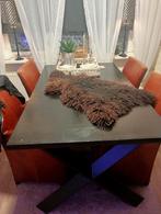 Industriële eettafel met ijzeren onderstel, Huis en Inrichting, Tafels | Eettafels, Ophalen, Gebruikt, 50 tot 100 cm, 150 tot 200 cm