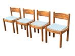 Vintage set van vier Pinewood eetkamerstoelen Denemarken, Gebruikt, Bruin, Vintage, Vier