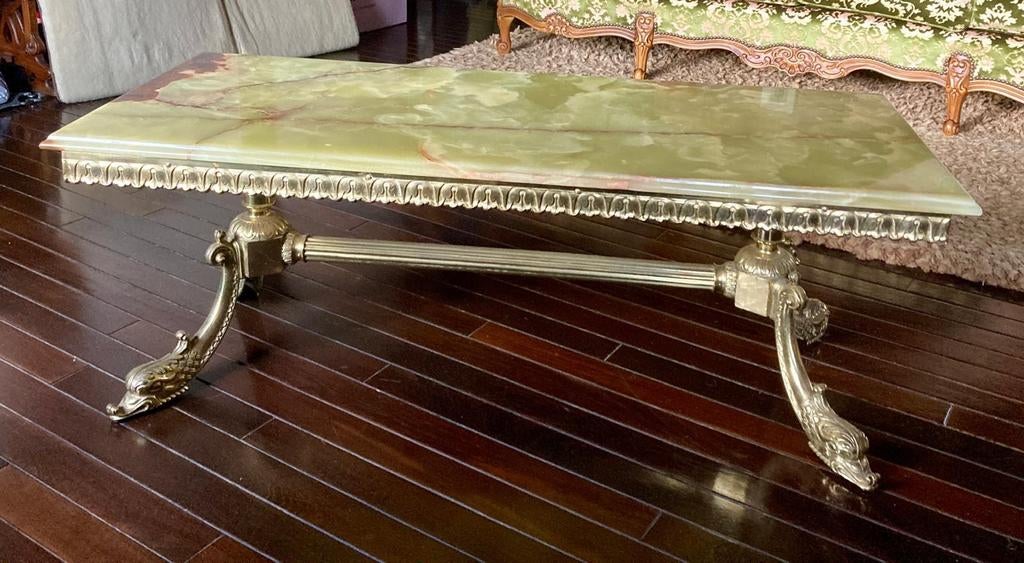 Hollywood Regency salontafel met marmeren blad, Ophalen