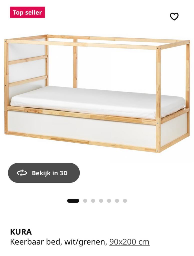 Ikea Kura keerbaar bed compleet met 2 matrassen, Ophalen, Zo goed als nieuw, Stapelbed