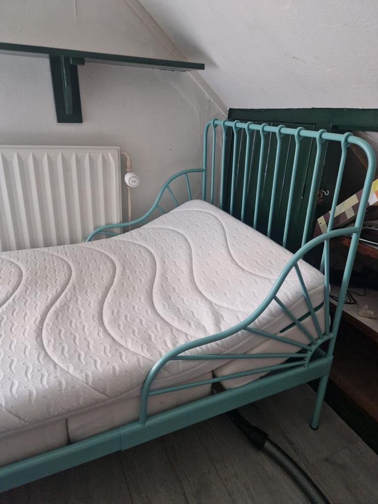 Ikea Minnen uitschuifbaar bed - Mintgroen, Huis en Inrichting, Ophalen, 80 cm, 200 cm, Metaal