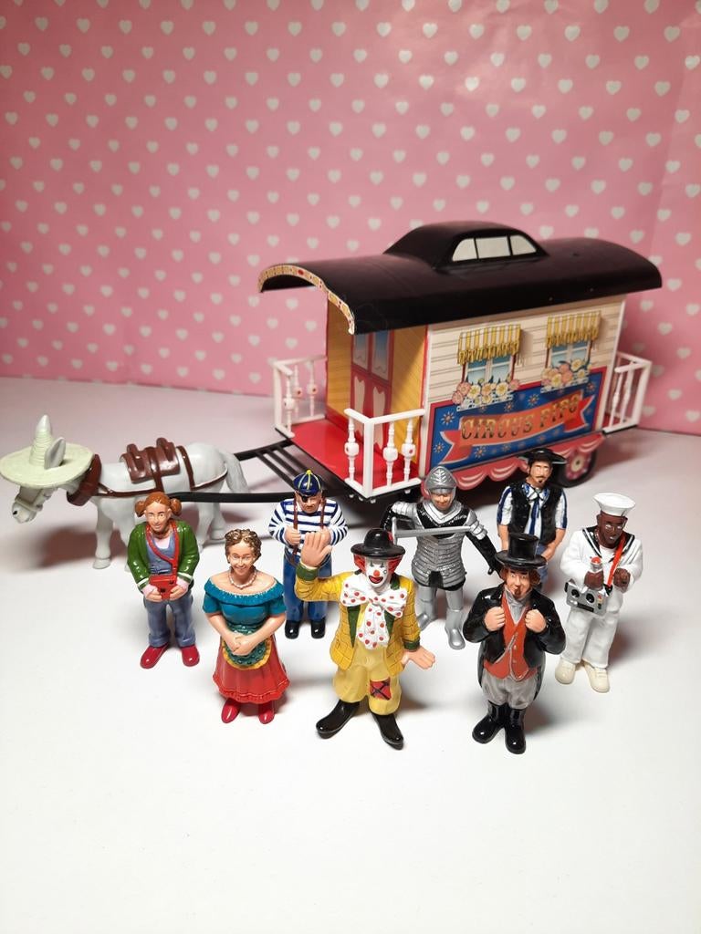 Vintage Pipo de Clown Circus Set met Woonwagen en Figuren, Ophalen of Verzenden, Zo goed als nieuw