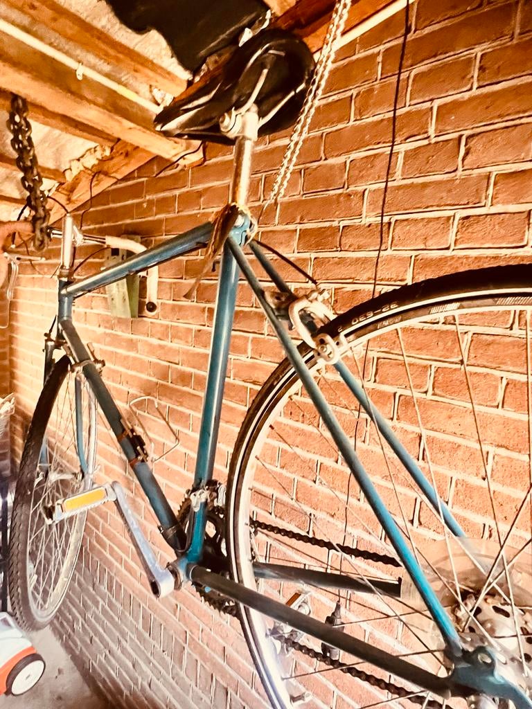 Herenfiets, blauw frame, Fietsen en Brommers, Gebruikt, Velgrem, Versnellingen, 57 tot 61 cm