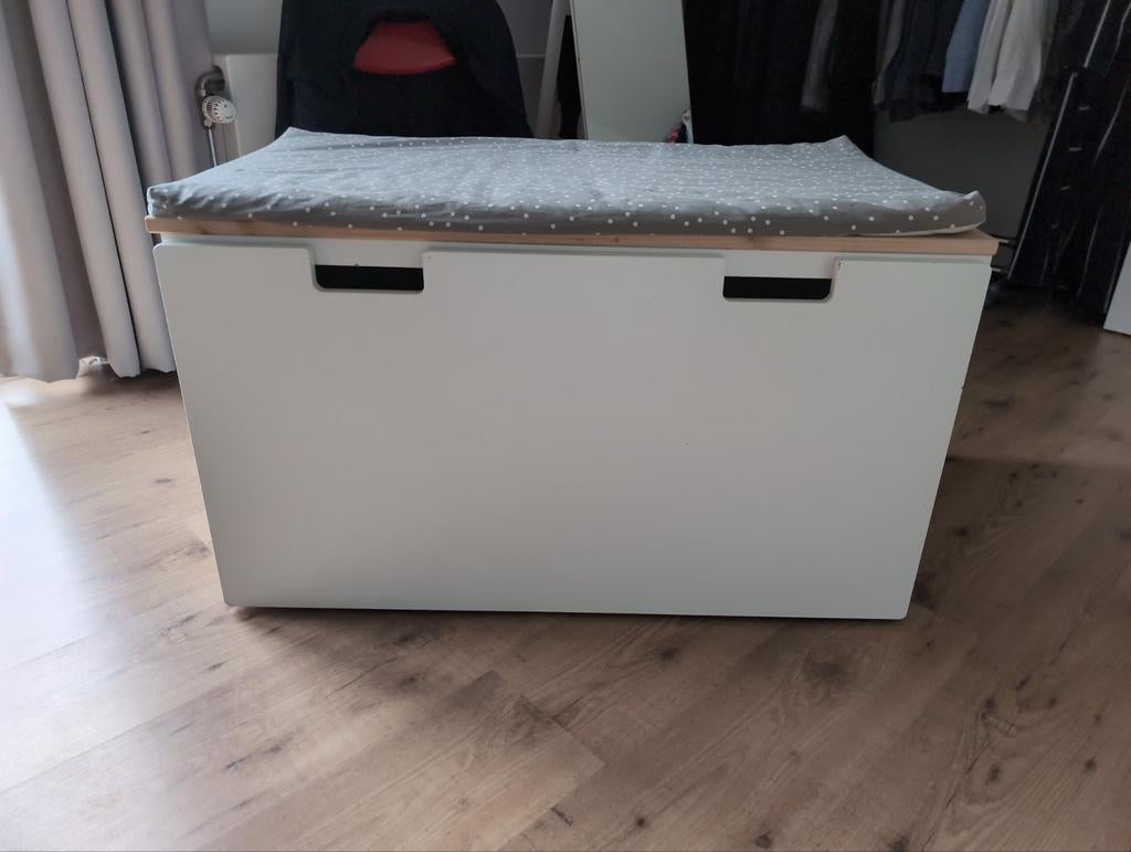 Ikea speelgoedkist met bank stuva/smastad met plank+kussen, Ophalen, 50 tot 100 cm, 50 tot 75 cm, 50 tot 75 cm