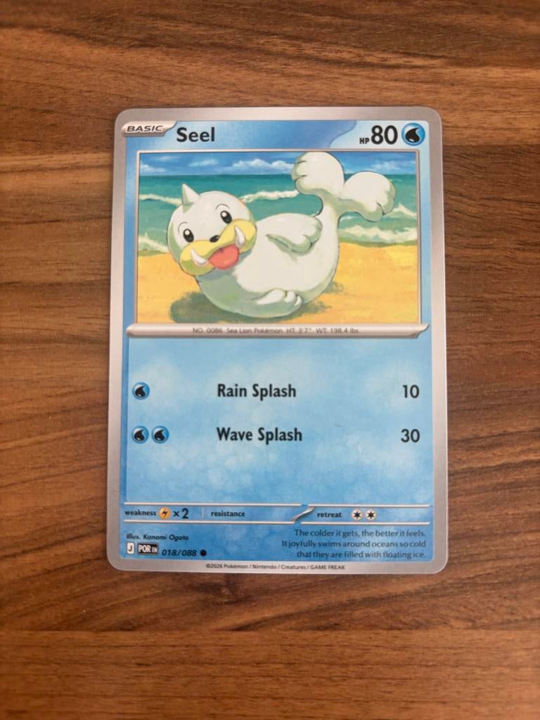 Pokémon Kaart Seel 018/088 - Basic Water Type, Ophalen of Verzenden, Zo goed als nieuw, Losse kaart