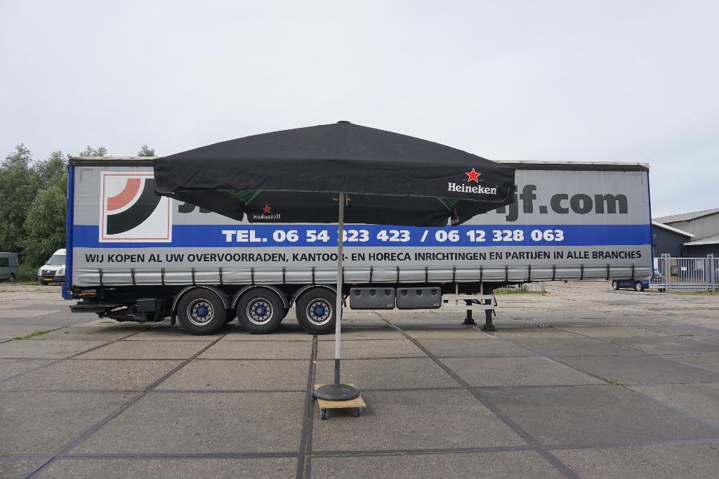 Nette heineken parasol 3x3, Ophalen, Gebruikt, 3 tot 4 meter, Stokparasol