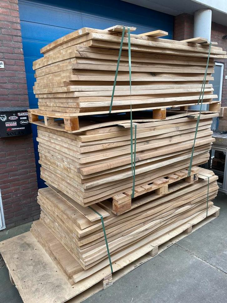 Grote partij massief eiken tafelbladen tot 3m, Doe-het-zelf en Verbouw, Hout en Planken, Nieuw, Plank, Eiken, 250 tot 300 cm, 25 tot 50 mm