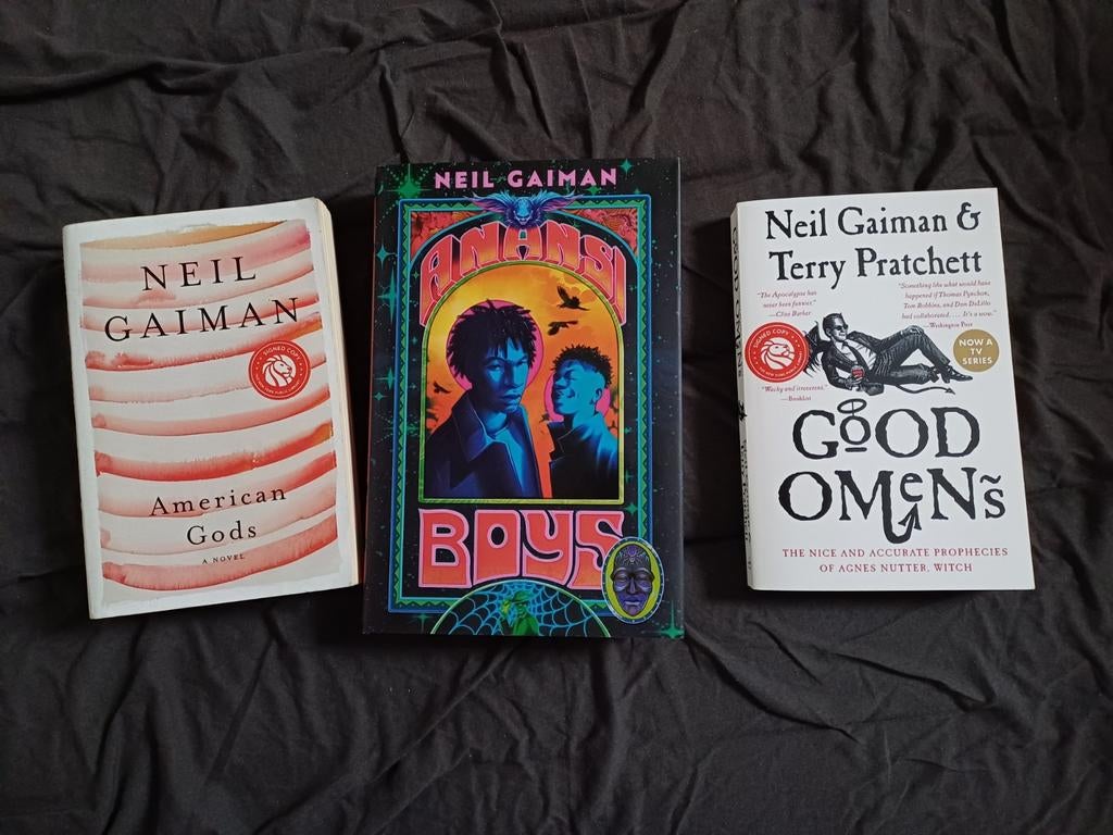 Gesigneerde Neil Gaiman: Good Omens, Anansi Boys, Verzenden, Zo goed als nieuw, Neil Gaiman, Terry Pratchett, Amerika